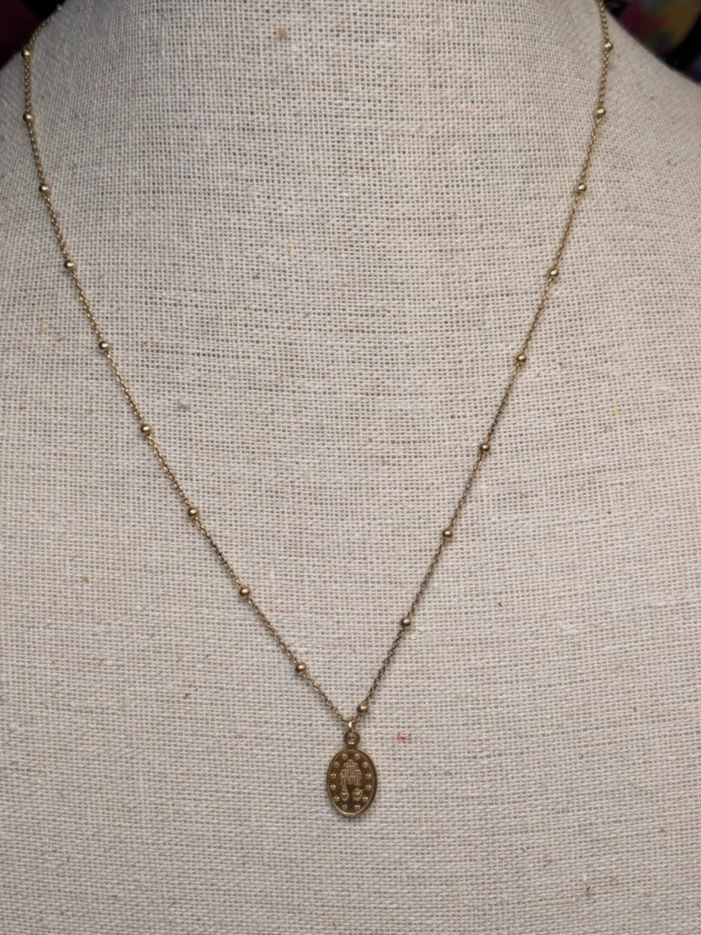 Gold Vermeil 925 Italy Miraculous Medal Necklace